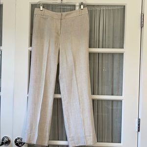 Cream linen, cuffed trousers